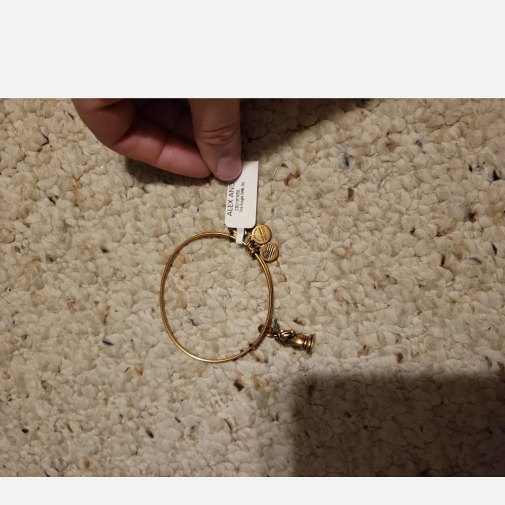 NEW NWT Alex and Ani The Knight Charm Bangle Gold Bracelet